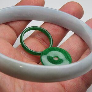 "Extra Large Natural Jade Bangle + Jade Ring & Donut 68-70mm"